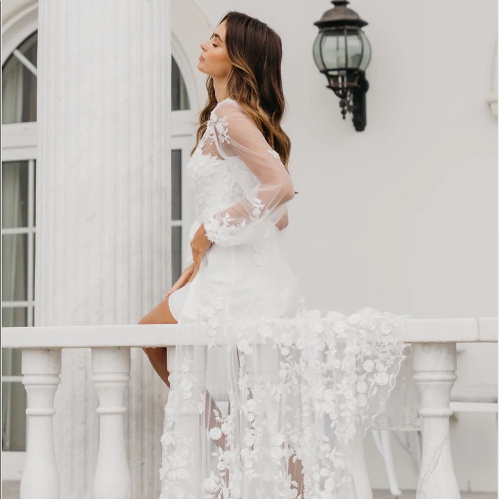 Steffanie Lace Beaded Maxi Bridal Robe with Slip